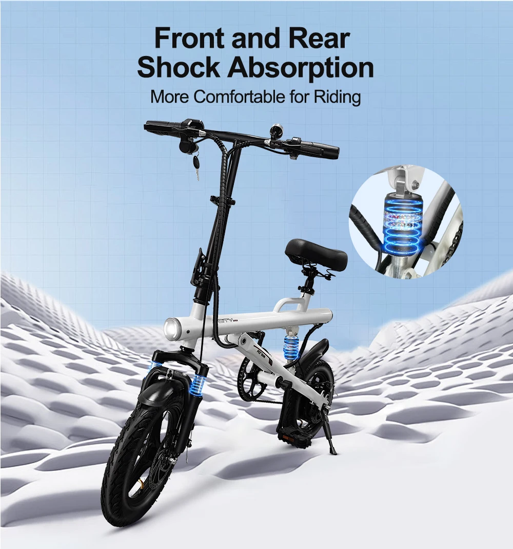 Новый 14-дюймовый складной электрический велосипед 400 Вт бесщеточный двигатель 9