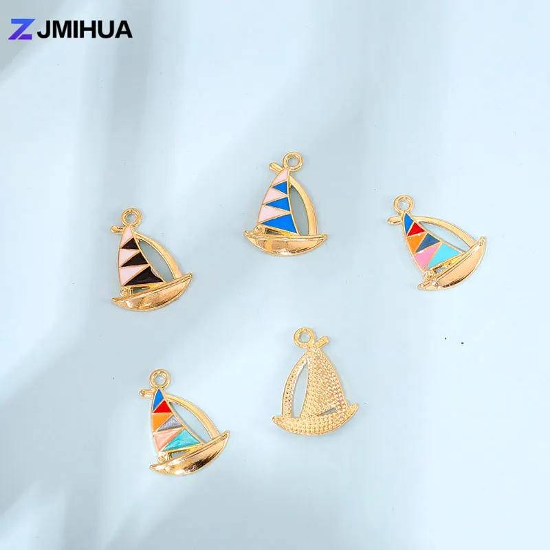 15pcs/lot Trendy Charms Enamel Sailboat Pendants For Jewelry Making Earrings Bracelets Necklaces DIY Handmade Crafts Accessories images - 6
