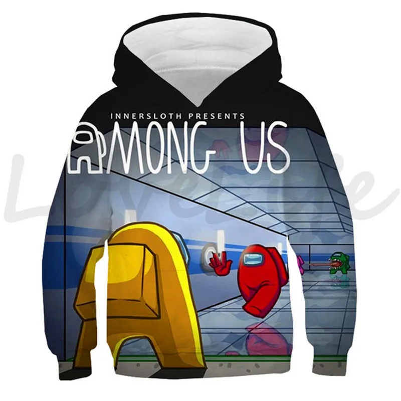 

Cartoon Print 3D Pullovers Anime Among Us Child Impostor Harajuku Sweatshirt Children's Clothing Long Sleeves Kids Streetwear