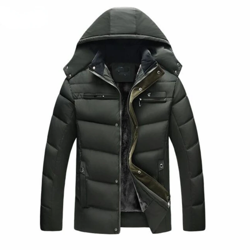 Autumn and Winter Style Plus Velvet Thickened Hooded Plus Size Men's Cotton Padded Jacket