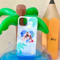 clmj vintage dog phone case for iphone 11 12 13 pro max xr xs x 7 8 plus se cute animal puppy phone case silicone soft case ins