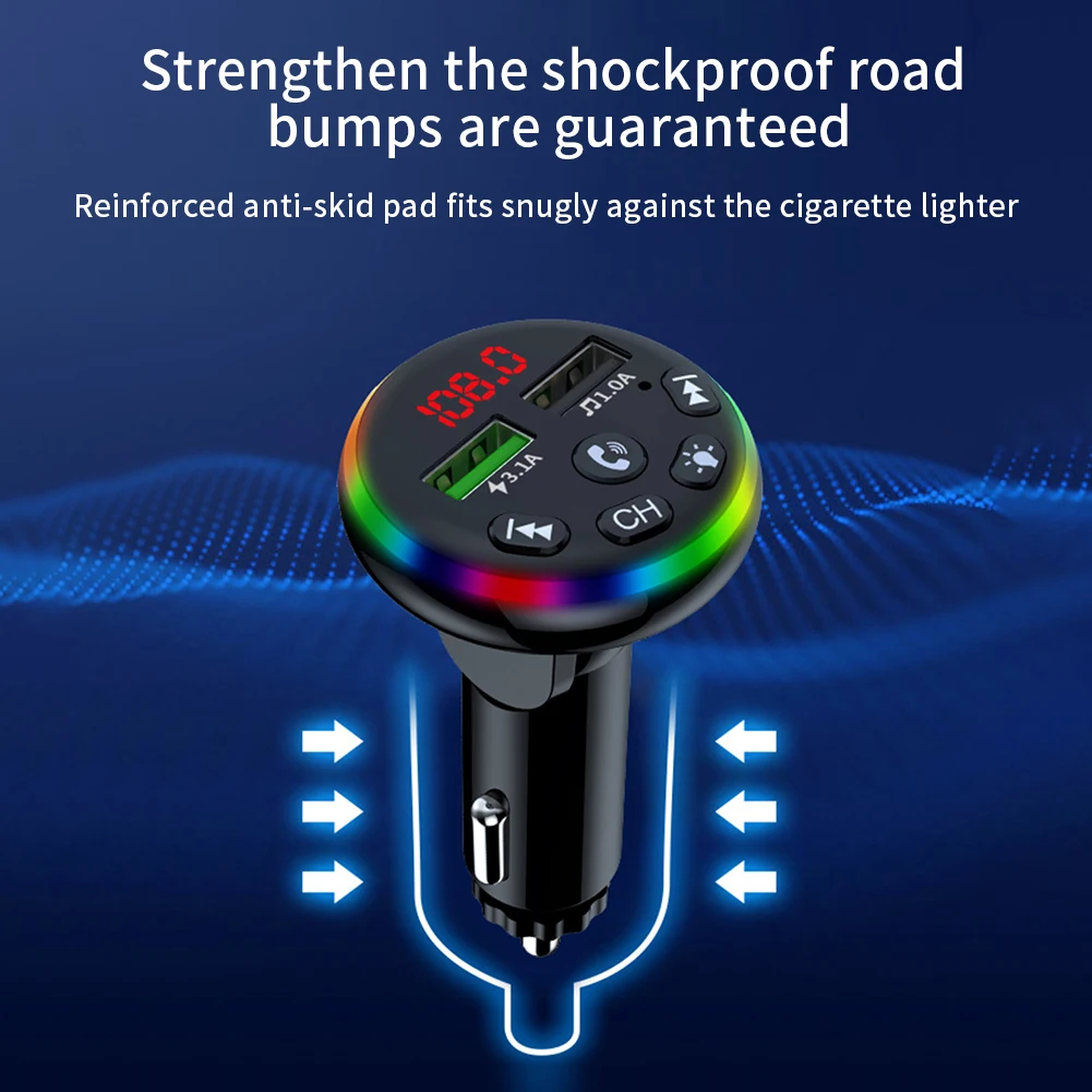 

FM-передатчик 5 В/2022 а автомобильный Bluetooth прочный высококачественный горячая Распродажа практичное зарядное устройство с USB/TF-картой/BT функц...