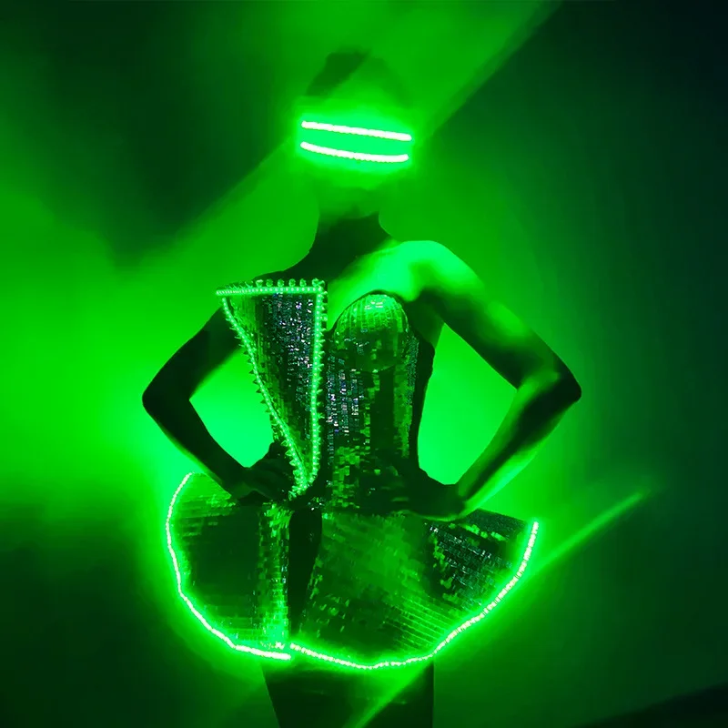 Платье женское со светодиодными блестками костюм для танцев и представлений