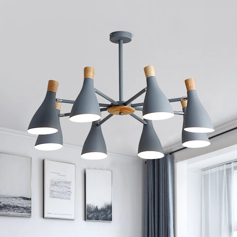 

Nordic Top Saling Chandeliers Marca Dragon Wood Base Round Iron Led Hanging Lamp Hotel Decor Room Kitchen Island Pendant Lights
