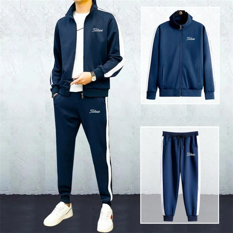 

Mens Golf Jacket Sports Suit Sweatshirt + Pants 2 Piece Set 2022 New Spring/Autumn Casual Zipper Jacket Men Tracksuit Sportswear
