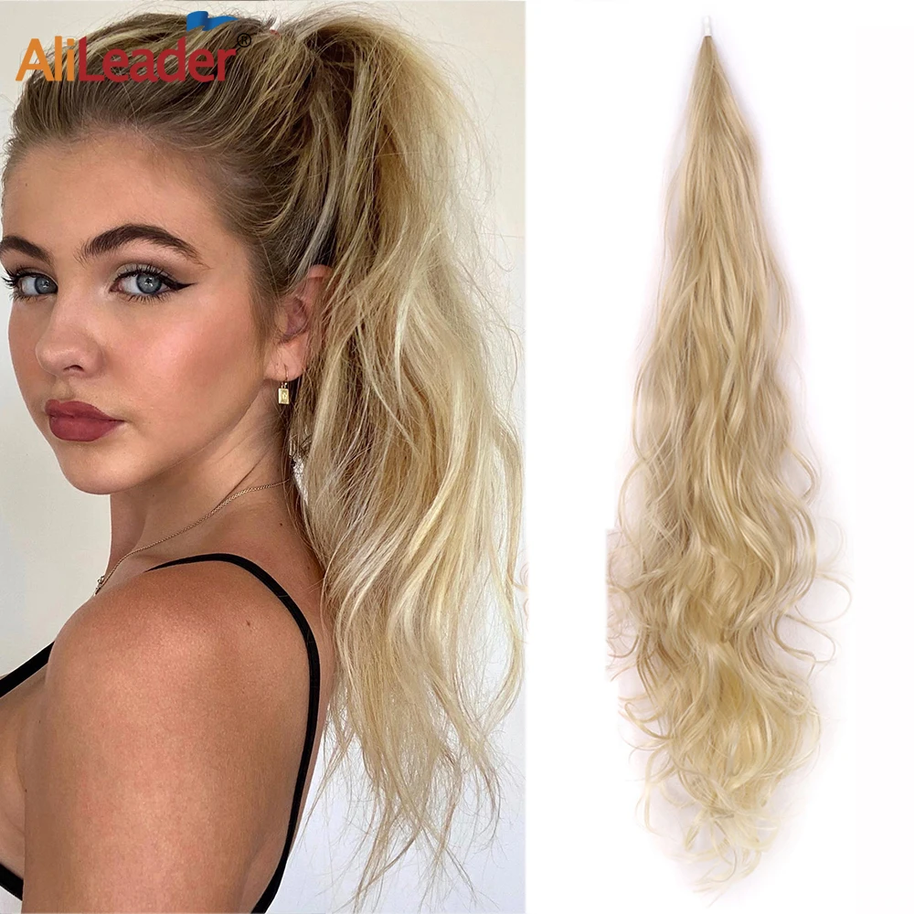 

Synthetic Flexible Wrap Around Ponytail Hairpiece For Women 32Inch Ombre Long Wrap Around Ponytail Extension