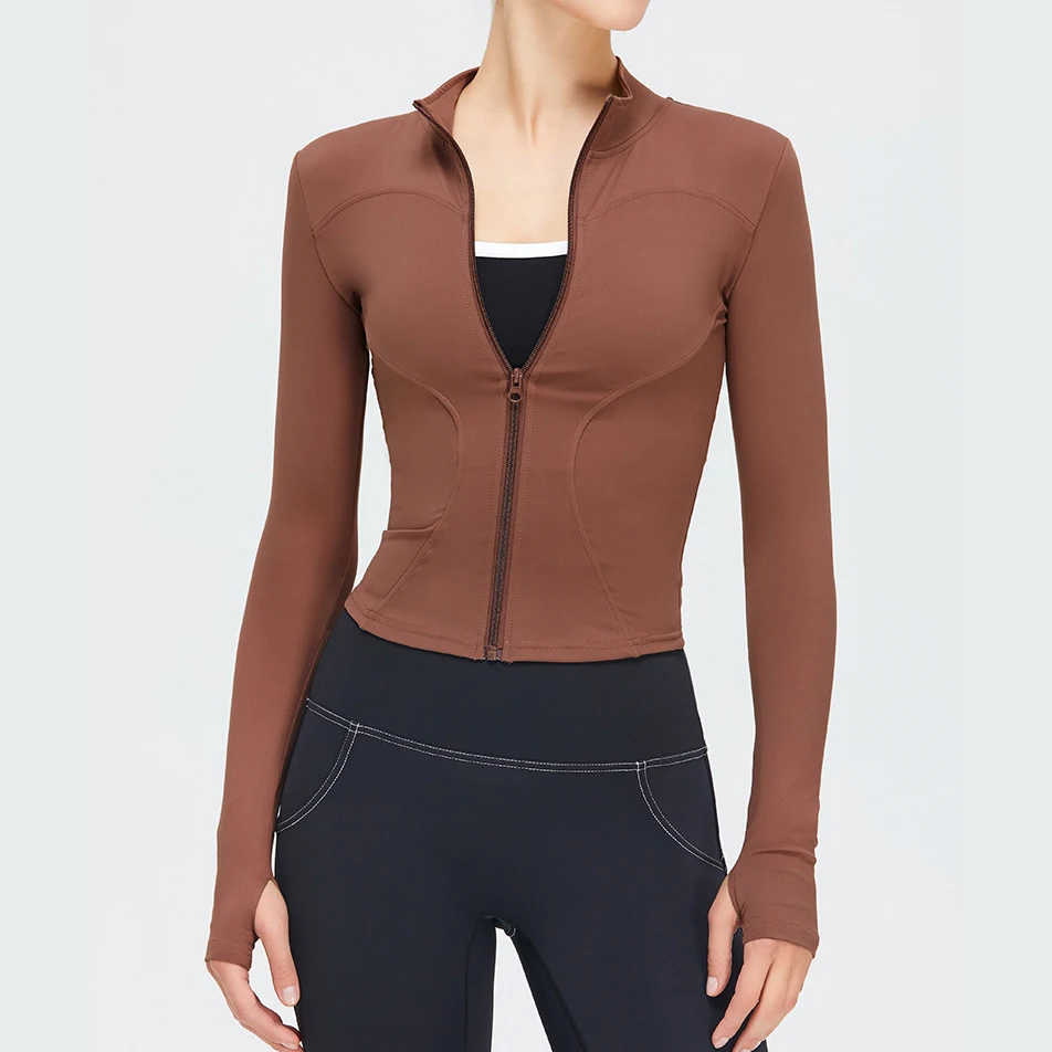 Long Sleeve Yoga Shirt Women Zip Fitness Yoga Shirt Winter Warm Gym Top Activewear Running Coats Yoga Tops Women