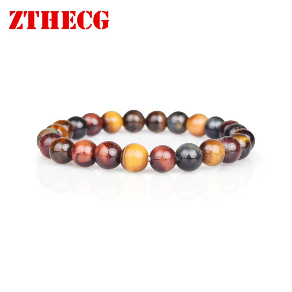 Trendy 6/8/10/12mm Colorful Tiger Eyes Beads Bracelet Men Charm Natural Stone Braslet For Man Handmade Jewelry Gifts Pulseras images - 6