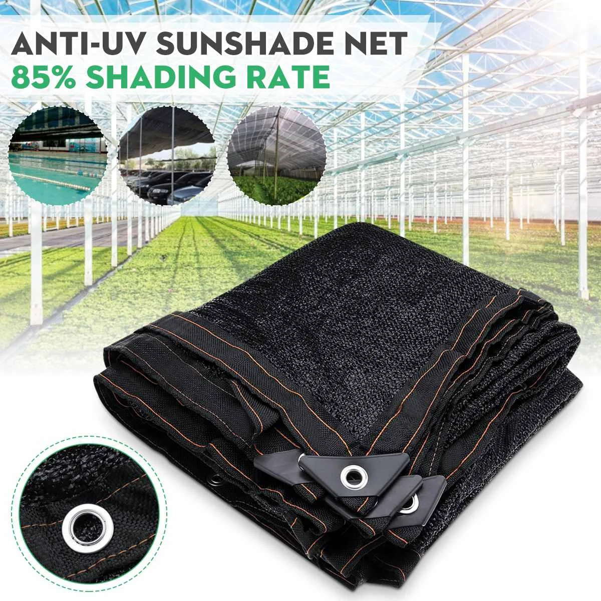 

8pin 85% Shading Outdoor Garden Sunshade Net UV Protection Black Sun Shade Nets Sun Sails Succulents Plant Car Cover Sun Shelter