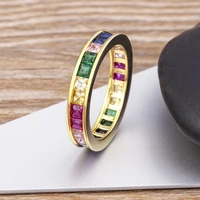 classic spanish style top quality rainbow ring gold color zircon finger ring for women girls fashion party birthday jewelry gift