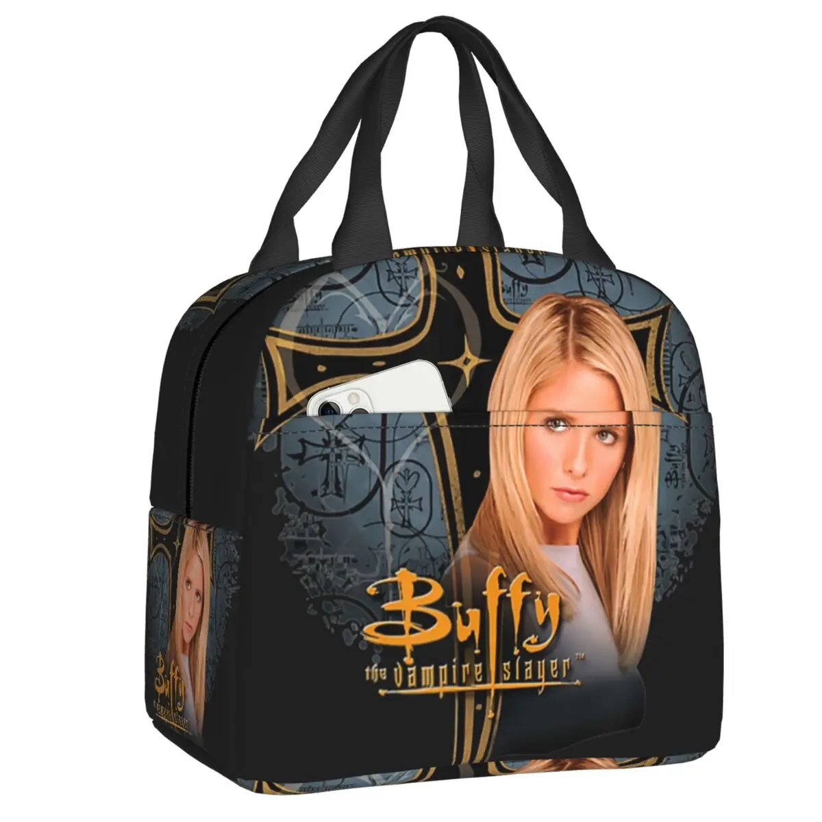 

Buffy The Vampire Slayer Portable Lunch Boxes Women Waterproof Horror Drama Cooler Thermal Food Insulated Lunch Bag Student