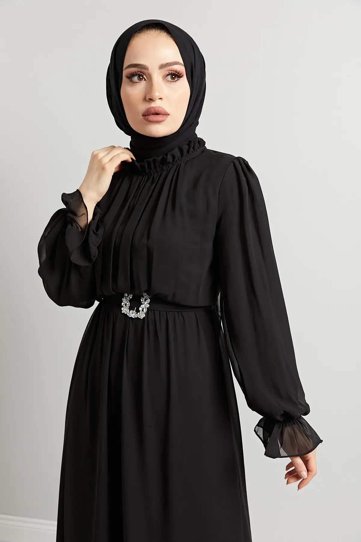 Fully Lined Evening Dress Evening Maxi Hijab Black Dress Dubai Robe Longue Femme Islam Caftan Ramadan Muslim Fashion Elegant