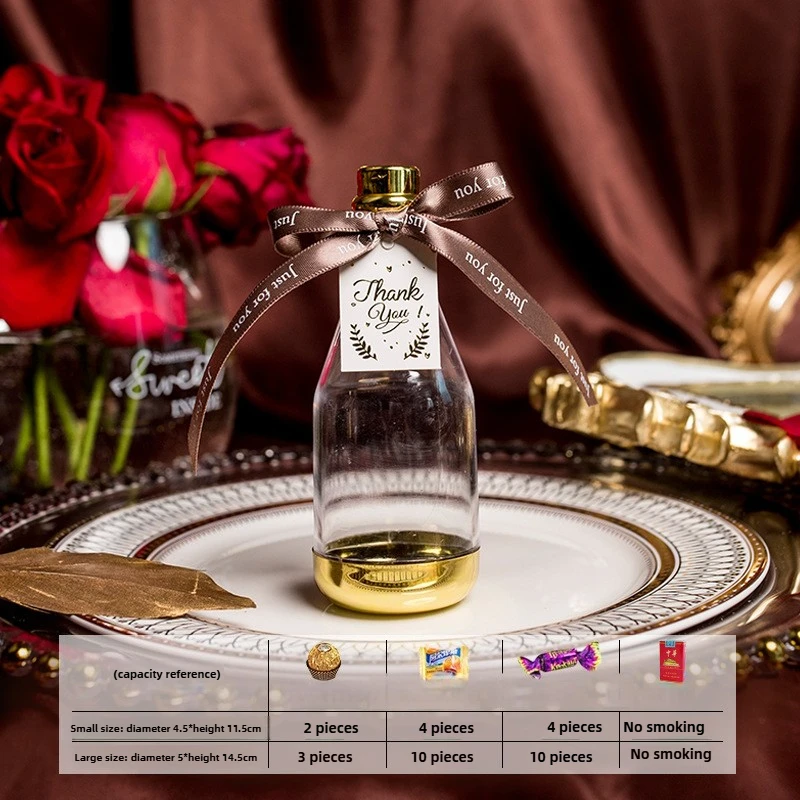 

Свадебный Сувенир: Позолоченная Пластиковая Коробочка Для Конфет В Виде Парижской Цветочной Бутылки Шампанского, Прозрачная