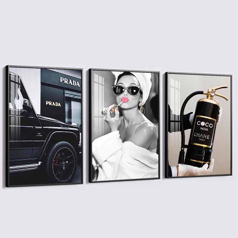 

Luxury Car Sexy Fashion Girl Woman Fire Extinguisher Art Poster with Frame Wall Canvas Painting Modern Print Aesthetic Picture