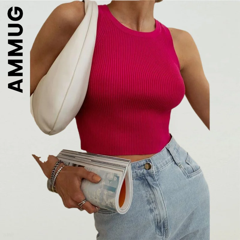 

Кроп-топ Ammug, сексуальные женские топы, женские облегающие винтажные майки Y2k, женский топ с круглым вырезом, женская кофта