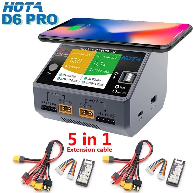 HOTA D6 Pro AC 200W DC 650W 15A / D6 DC 2X325W 2X15A 1-6S зарядное устройство для никель-кадмиевых никель-металлогидридных аккумуляторов модели запасных частей аксессуары