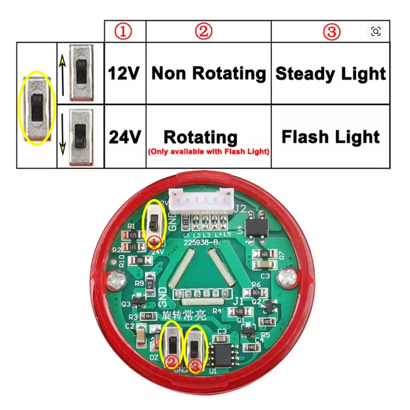 Сигнальная колонна GJB-369 с 12345 слоями светодиодов, DC12-24V AC220V, постоянный и мигающий свет, промышленные сигнальные предупреждающие лампы с зуммером (art.: 3920d8094cfca) - 3920d8094cfca