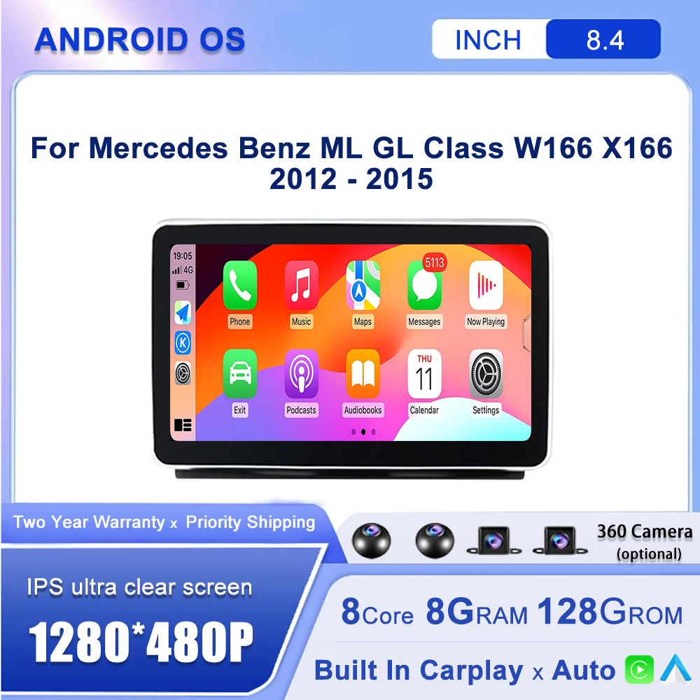 Carplay авто для Mercedes Benz ML GL Class W166 X166 2012 - 2015 автомобильный радиоприемник GPS навигация