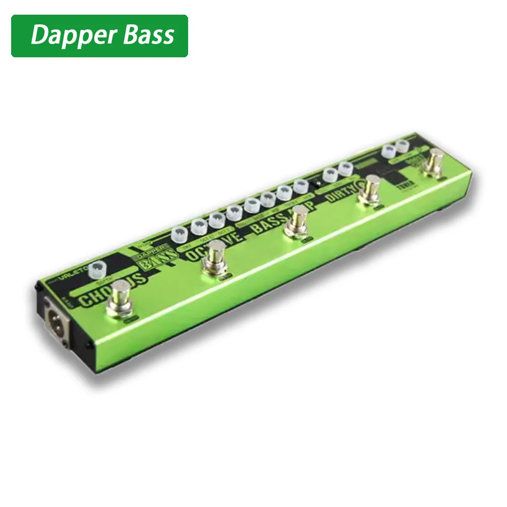 Фото Valeton Dapper Bass Bass Комбинированная педаль эффектов Зеленая полоса DI Box Реверберация Компрессионная одиночная педаль №2