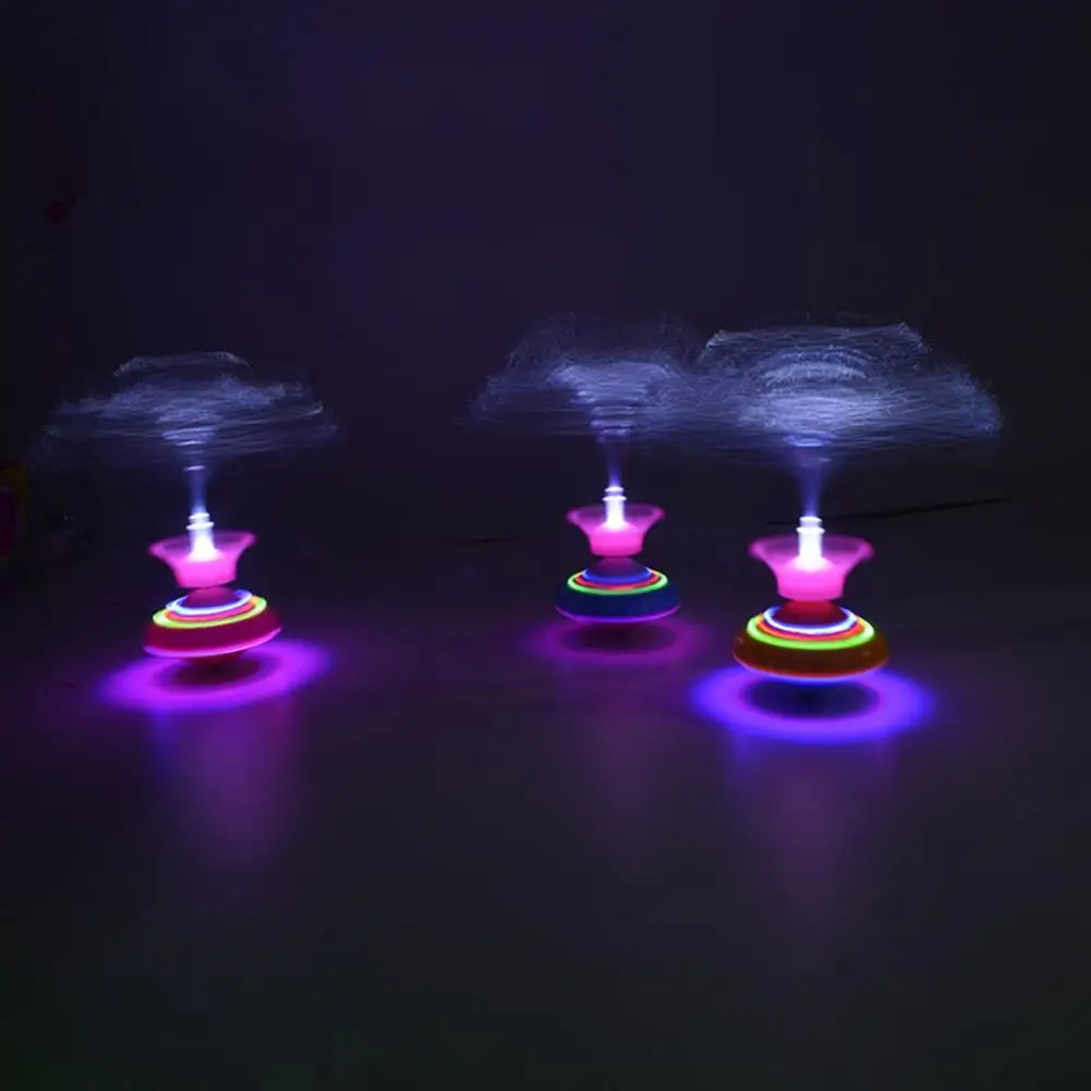 

Practical Excellent Desktop Spinning Top with Colorful Lights Random Color Spinning Top Solid Construction for Children