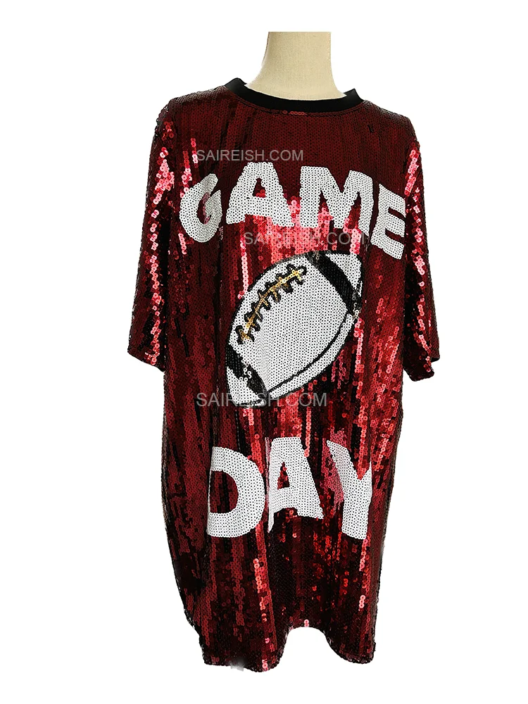 Dark Red Wine Game Day рубашка с пайетками Dress