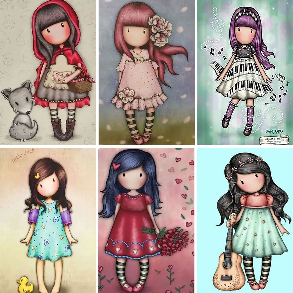 PYABPD DIY комплект алмазной живописи ручной работы с девушкой из аниме сверкающей