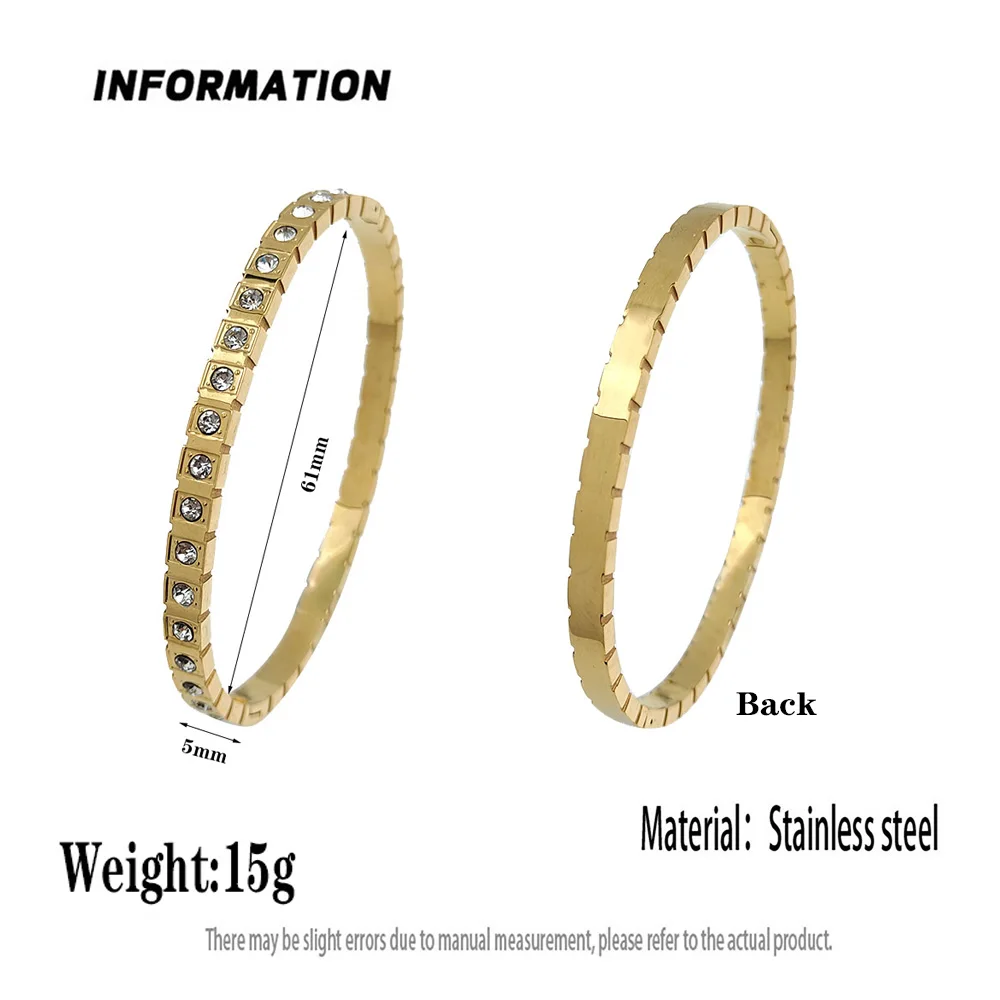 Классический квадратный браслет из нержавеющей стали с цирконием O-образной