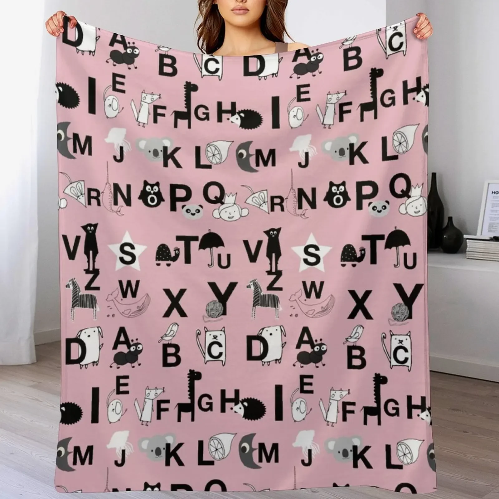 Розовое одеяло ABC теплое покрывало одеяла