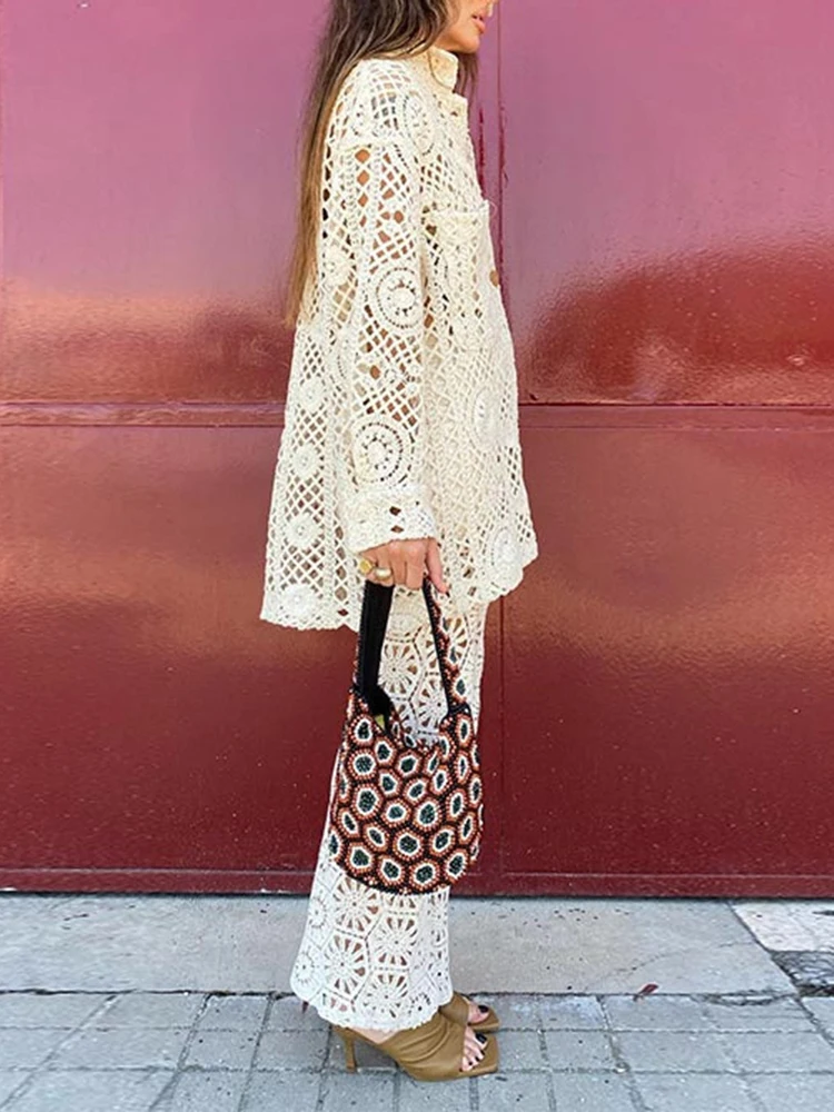 VGH повседневные свободные рубашки для женщин с лацканами и длинными рукавами в