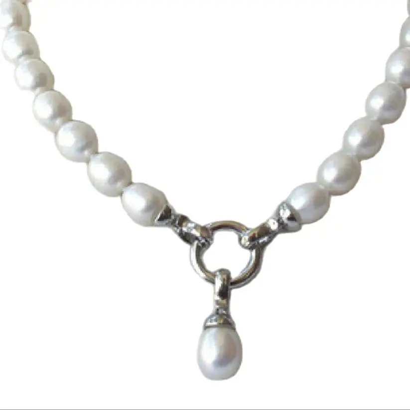 

stunning big 10-11mm baroque white freshwater cultured pearl necklace