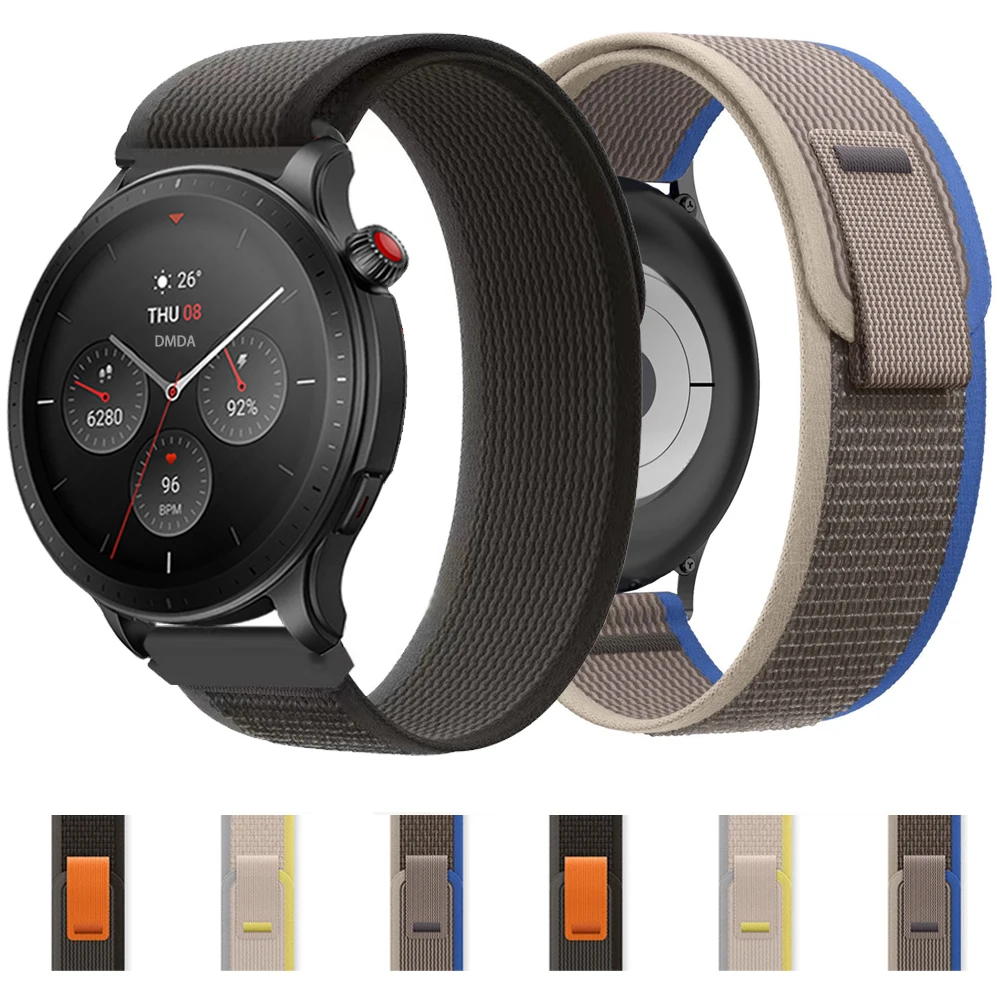 

Sport Nylon Bands For Amazfit GTR 4 / GTR 3 Pro 2 2e 47mm 42mm Watchbands For Amazfit GTS 4 / 3 Bip S 20 22mm Trail loop Straps