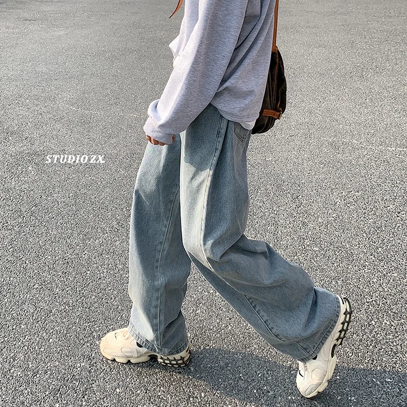 Blue Black Baggy Jeans Men Fashion Oversized Casual Wide Leg Jeans Mens Streetwear Hip Hop Loose Straight Denim Trousers Men