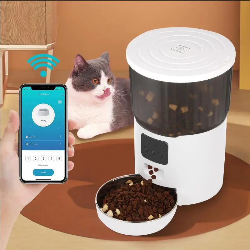 

New 4L Pet Feeder Cat Dog Smart Food Dispenser Regular Quantitative Feeding With Audio Recording Feeding Bowls Pet Supplies