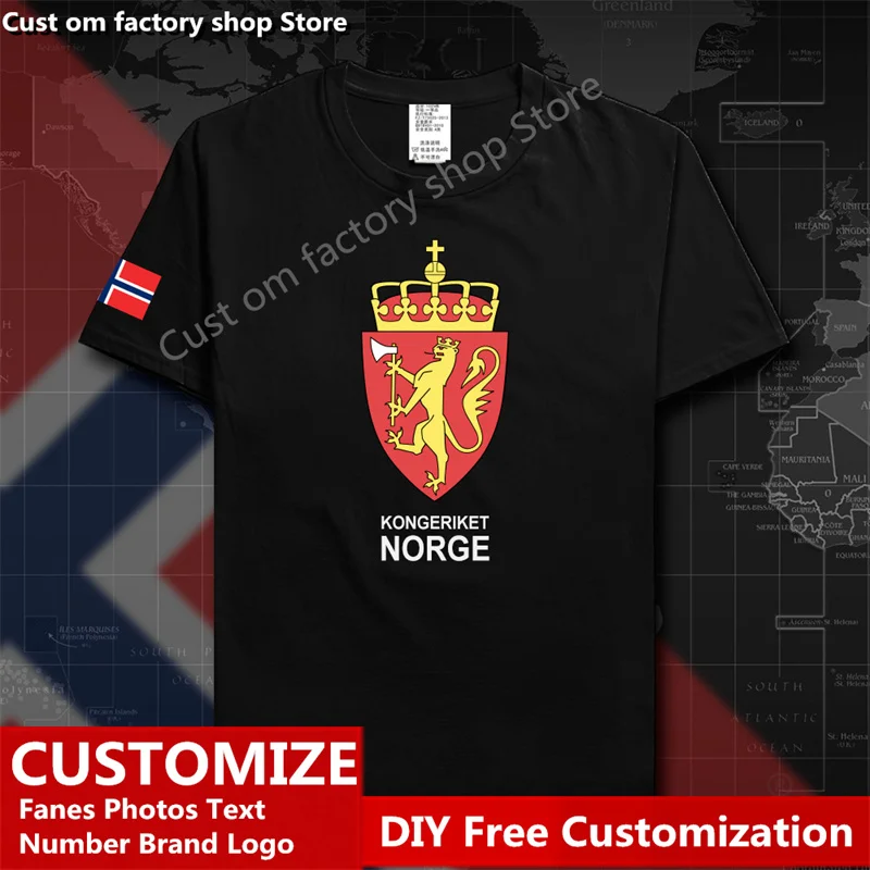 

Norway Norge Cotton T shirt Custom Jersey Fans DIY Name Number LOGO Tshirt Fashion Hip Hop Loose Casual T-shirt Norwegian
