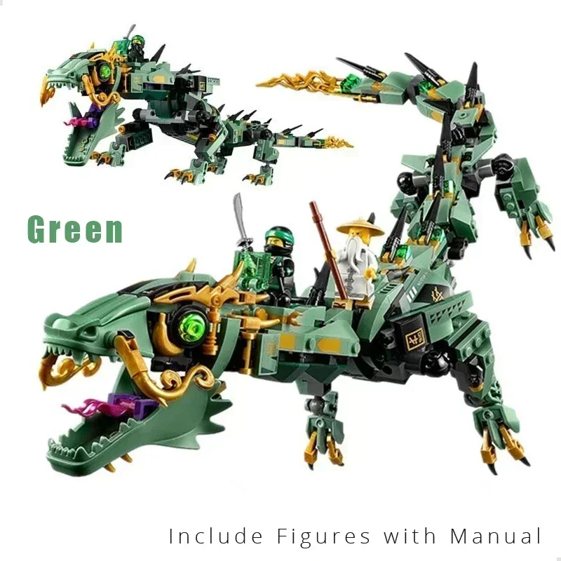 Строительные блоки MOC Mecha Dragon Fit 70612 игрушки для детей зеленый механический дракон