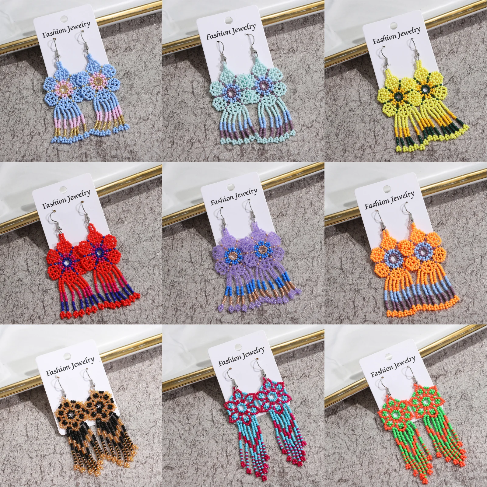 

Bohemian Handmade Beaded Long Tassel Earrings For Women Seed Bead Statement Dangle Earrings Ethnic Jewelry