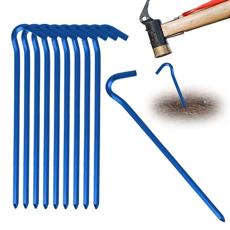 

10PCS Ground Stakes Aluminum Alloy Camping Hard Ground Pegs Tent Pegs For Securing Tents Ground Sheet Garden Goal Nets