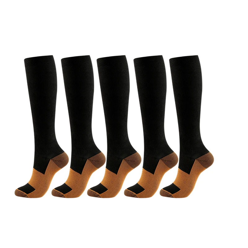 Copper Infused Fiber Medical Compression Anti-bacterial Socks High Tube Non Slip Nylon Elastic Unisex for Men Women