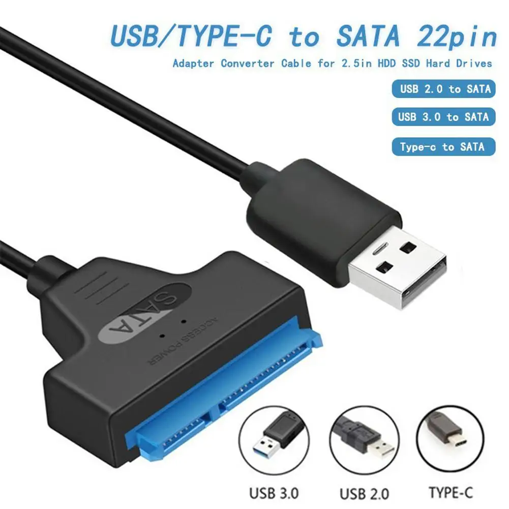 

USB3.0/2.0 SATA To USB Cable USB 3.0 To SATA III Hard Disk Adapter Compatible With 2.5-inch Hard Drives and SSD UASP Support