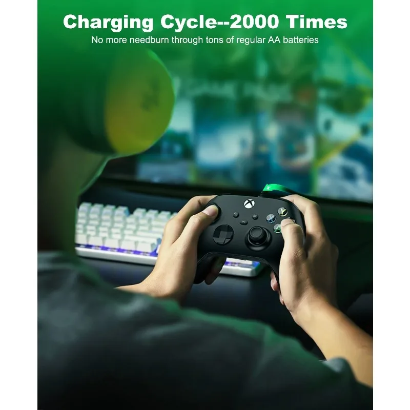 Фото для Xbox One SeriesX | Батареи для контроллера S, 2 шт. по 4800 мВт·ч, комплект для зарядки и использования, кабель для зарядки USB-C, 4 крышки. №4