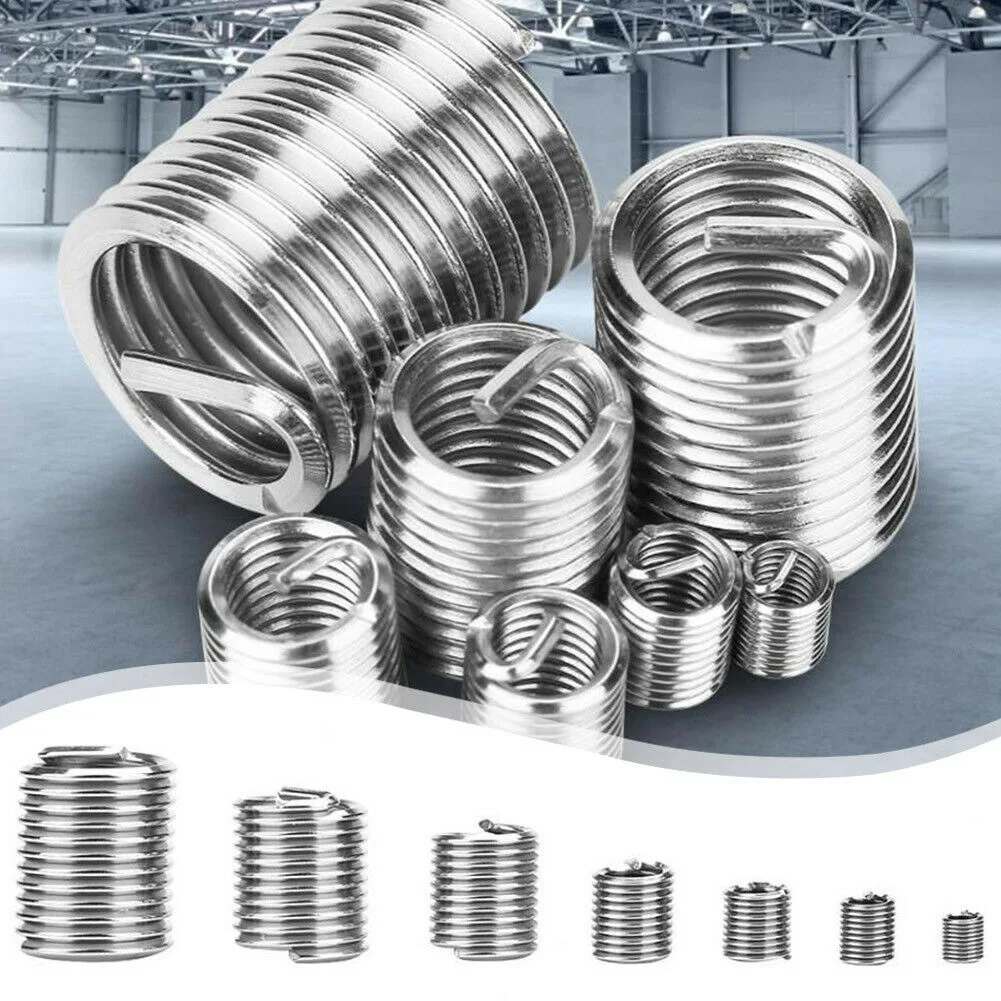 

60pcs Metric Helicoil Wire Thread Insert M3 M4 M5 M6 M8 M10 M12 Stainless Steel Nut Adapter Hollow Tube Coupler Fasteners Repair