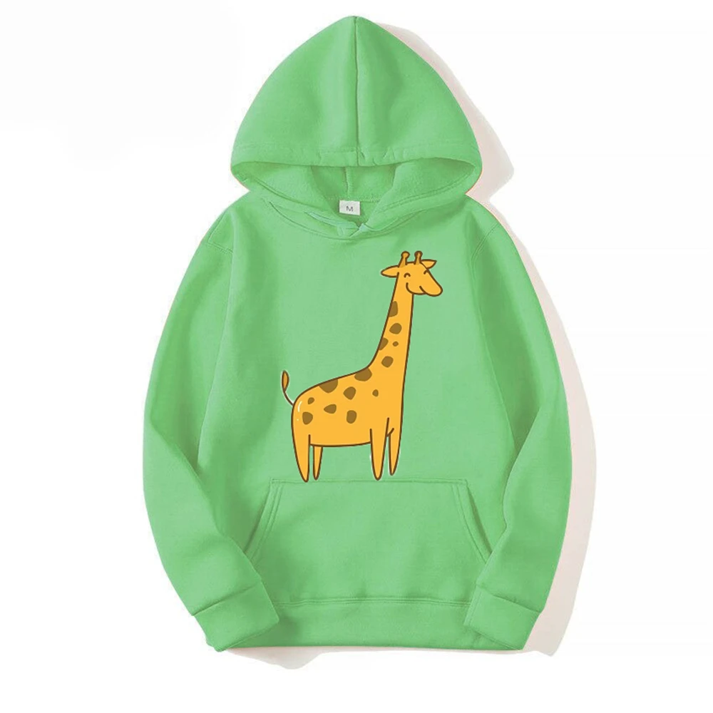 

Men's Pullover Hoodie Autumn Winter Hip Hop Street Hoodie Couple Casual Ladies Print Cute Giraffe Pattern Hooded Sweatshirt
