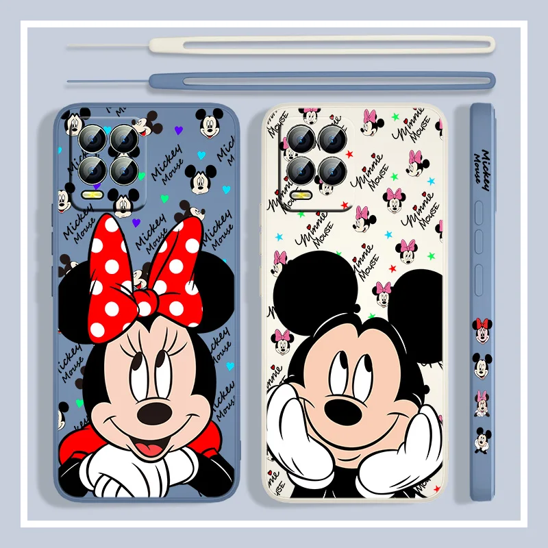 

Cute Cartoon Disney Mickey Minne For OPPO Realme C2 C11 5 5i 6 6i 6S 7 7i 8i 9 9i Pro Puls Liquid Left Rope Silicone Phone Case