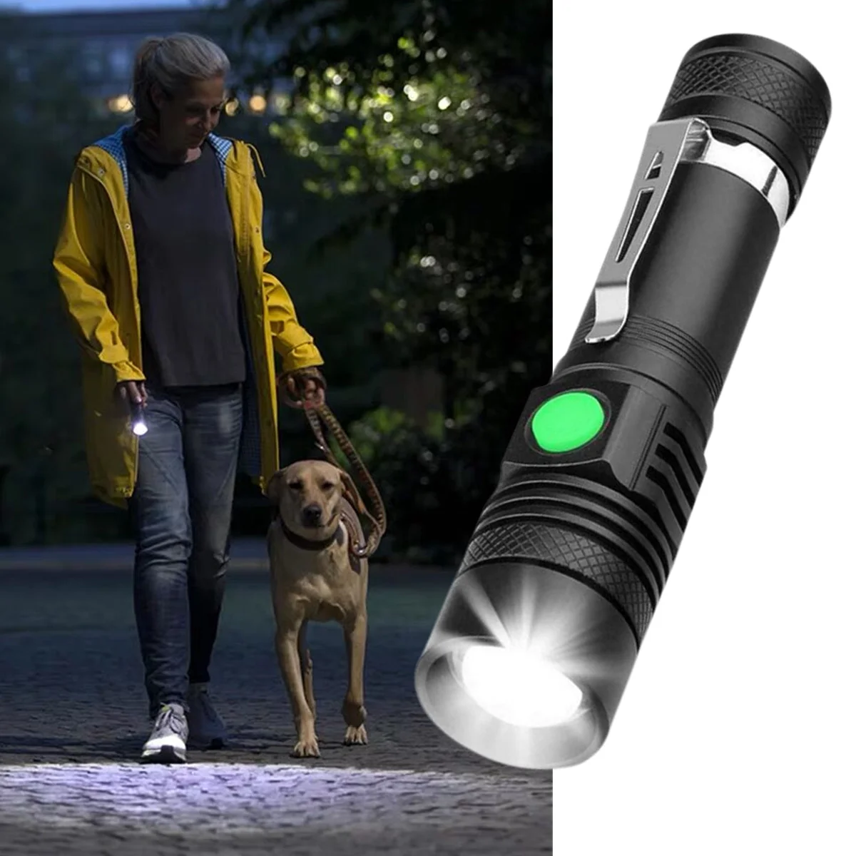 

Waterproof super bright LED flashlight, 4 lighting modes, multifunctional flashlight, USB charging Best