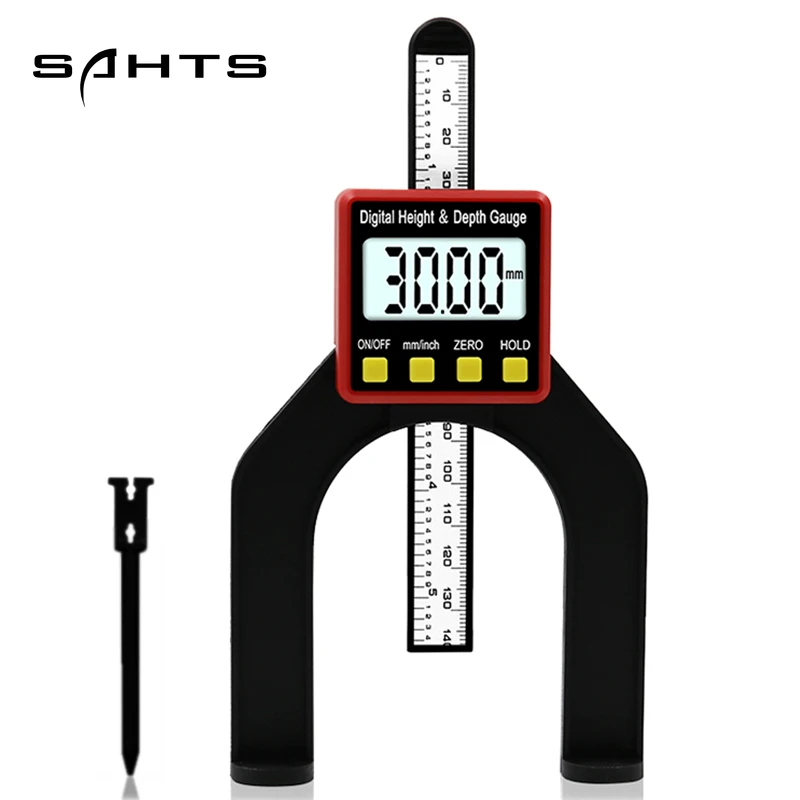 SAHTS TOOL STORE Digital Depth Gauge LCD Height Gauges Calipers With Magnetic Feet For Router Tables Woodworking Measuring Tools