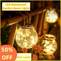 solar lights outdoor hanging solar lantern crackle glass ball 20led waterproof garden decor lights for yardpatiolawnholiday