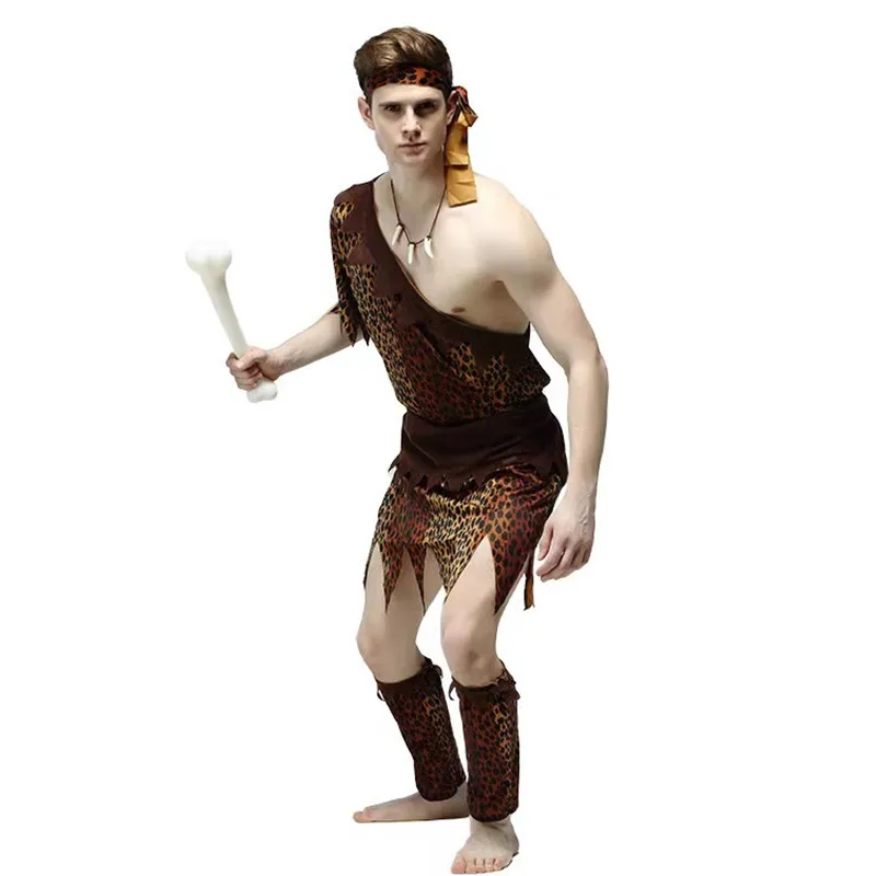 Леопардовый принт для мужчин примитивный косплей костюмы охотников на Хэллоуин