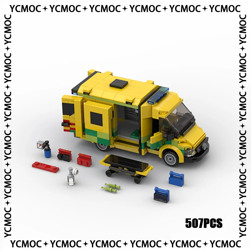 

Строительные блоки YcMoc, модель машины скорой помощи в Бельгии, технология, фирменный автомобиль, игрушка «сделай сам» для детей, подарки