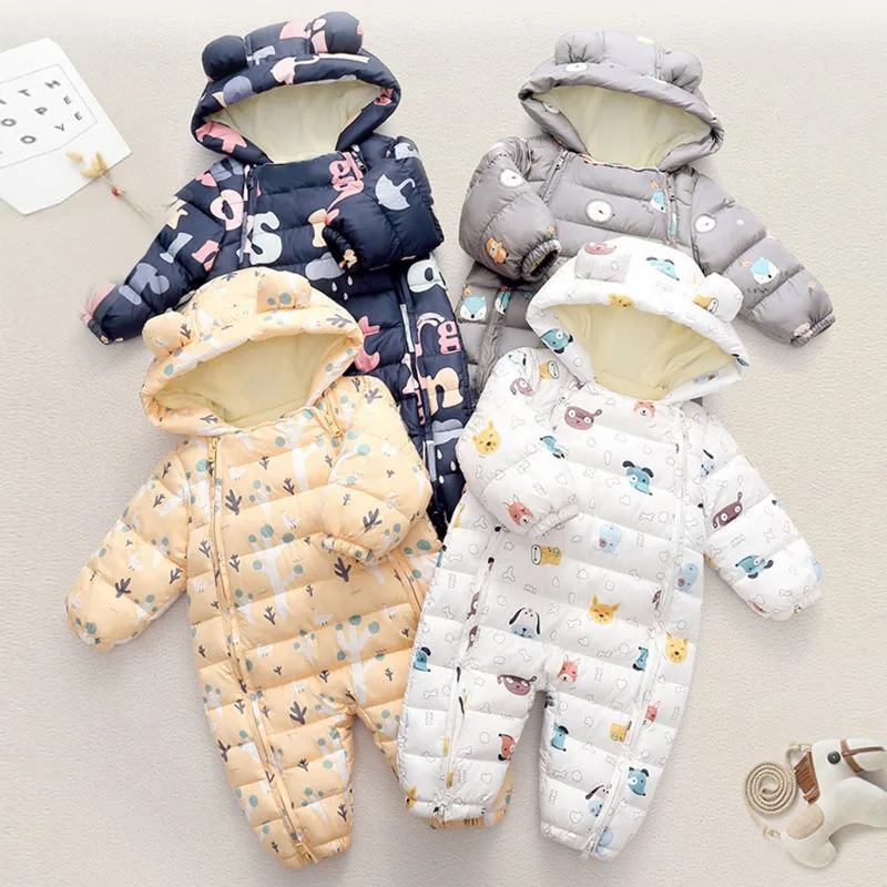 

Зимняя одежда для малышей 2022, флисовые комбинезоны для маленьких девочек и мальчиков, комбинезоны с капюшоном, теплый комбинезон для младен...