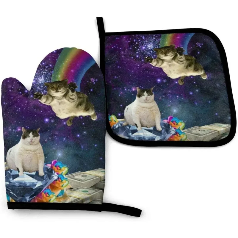 

Набор жаропрочных варежек и держателей для кастрюль Space Cat